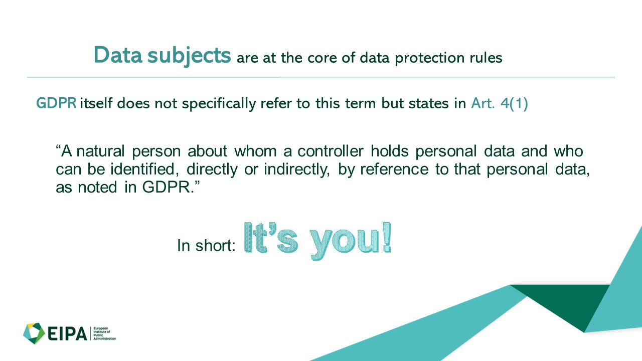 Indirect reference of data subject in GDPR